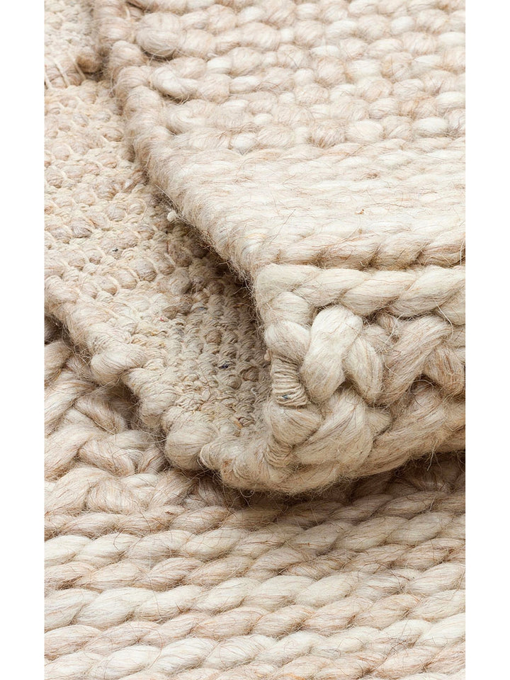 Woolstar 100% Natural Sweater Patterned Living Room Hallway Entrance Hand Woven Knitted Carpet J352 BEIGE