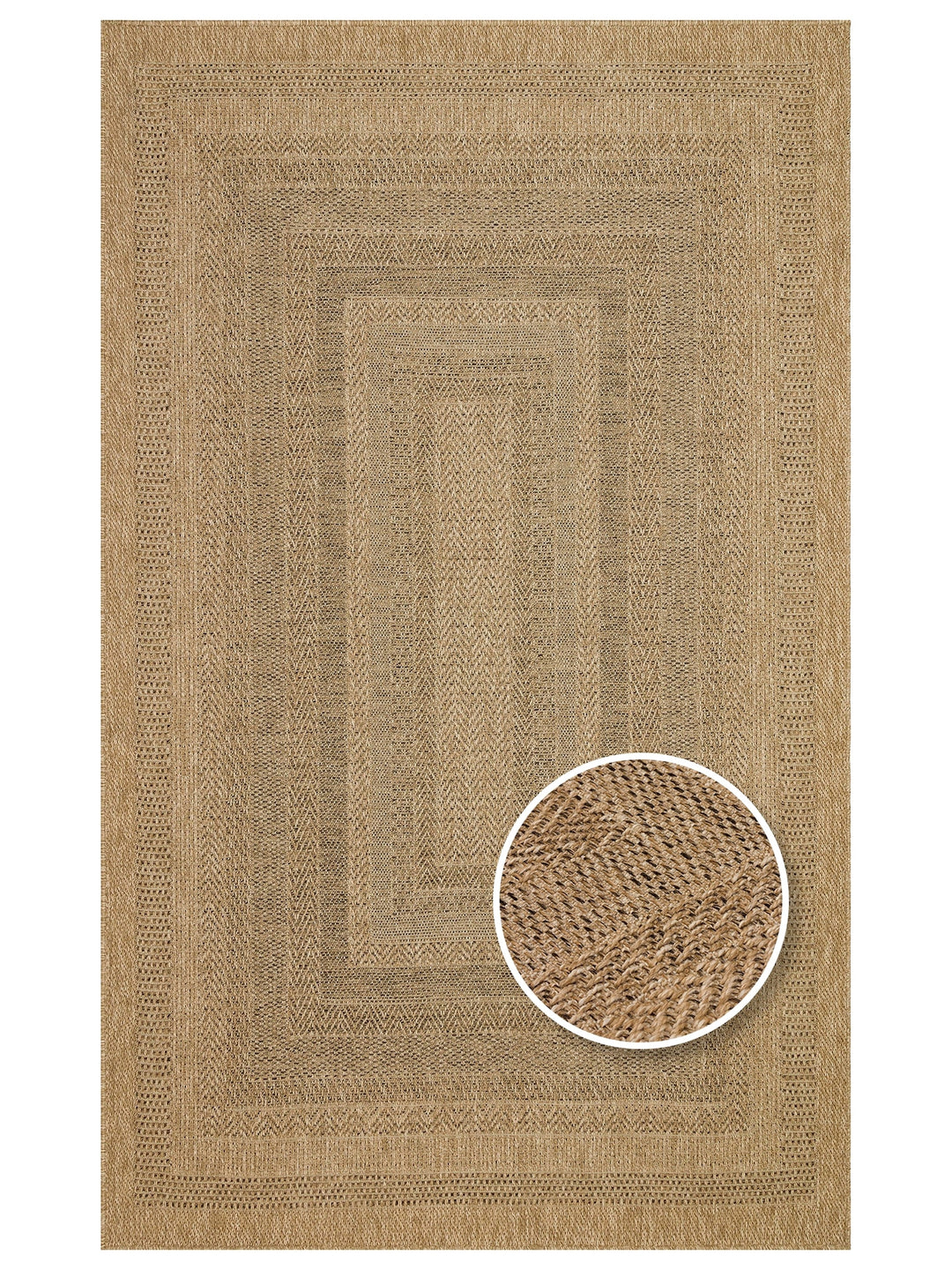 Mallorca Sun and Water Resistant Living Room Corridor Kitchen Balcony Jute Look Sisal Carpet 02NAT