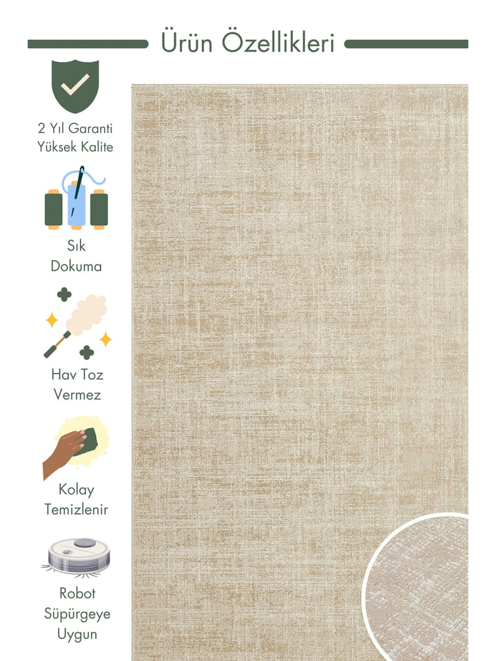 Dakar Plain Patterned Living Room Hall Hallway Entrance Kitchen Modern Carpet PLAIN BEIGE