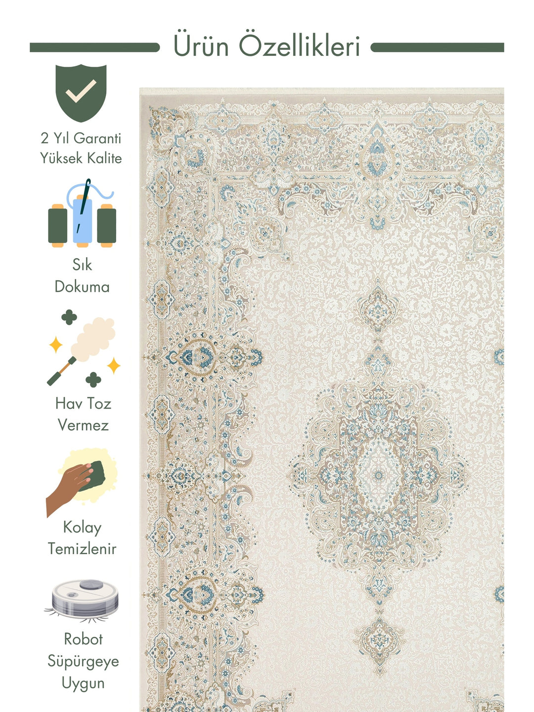 Uskudar Series High Quality Dense Woven Modern Living Room Carpet 01 CREAM BLUE