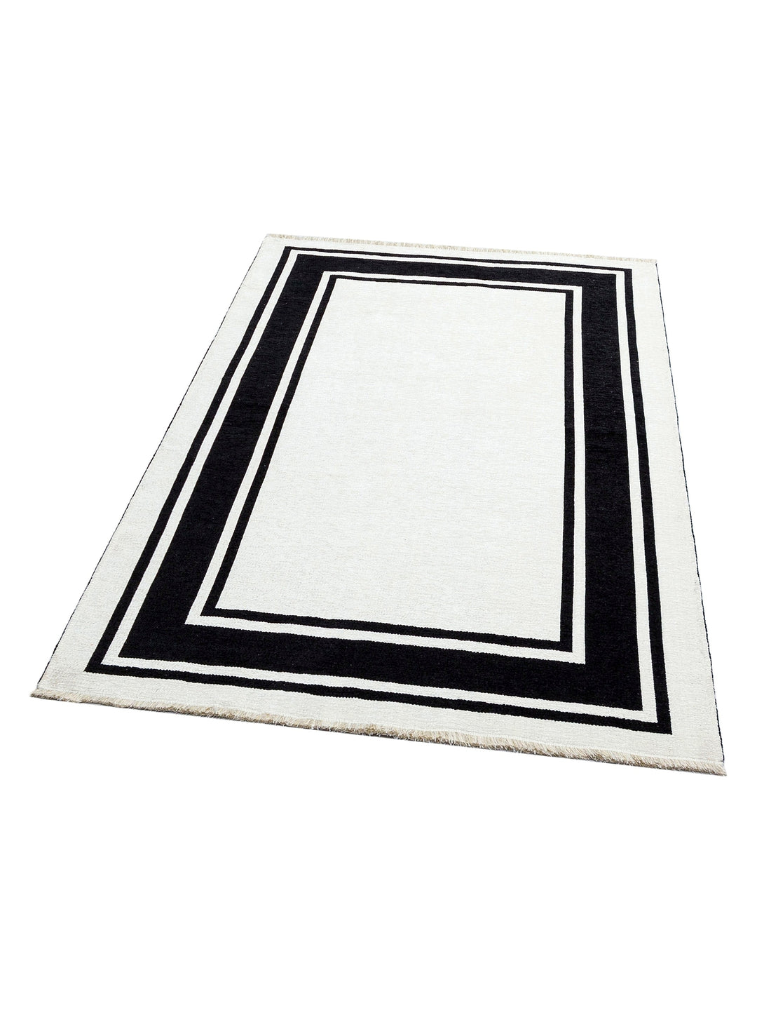 Yellowstone Cotton Washable Double Sided Living Room Hallway Kitchen Scandinavian Rug 06BLCKWHI