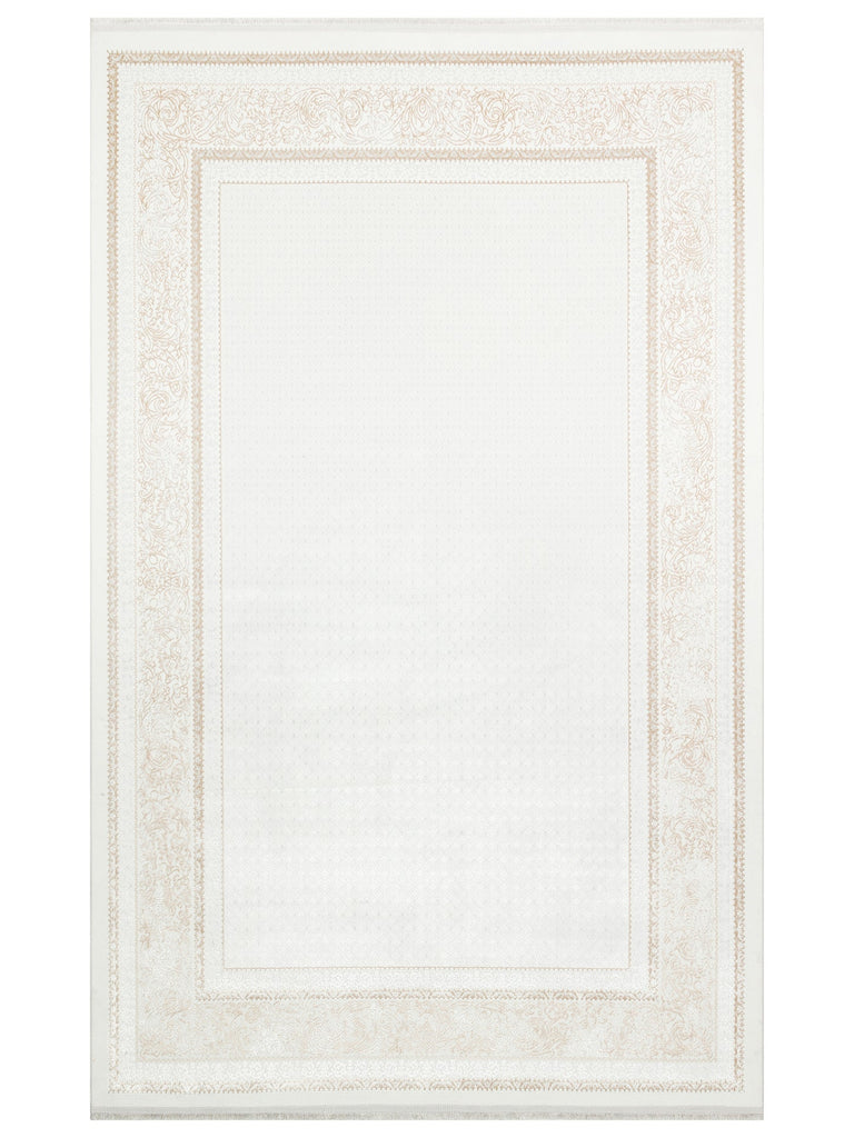 Smooth Yıkanabilir Kaymaz Parlak Oturma Odası Salon Koridor İnce Dokuma Modern Halı 102 BEIGE XW