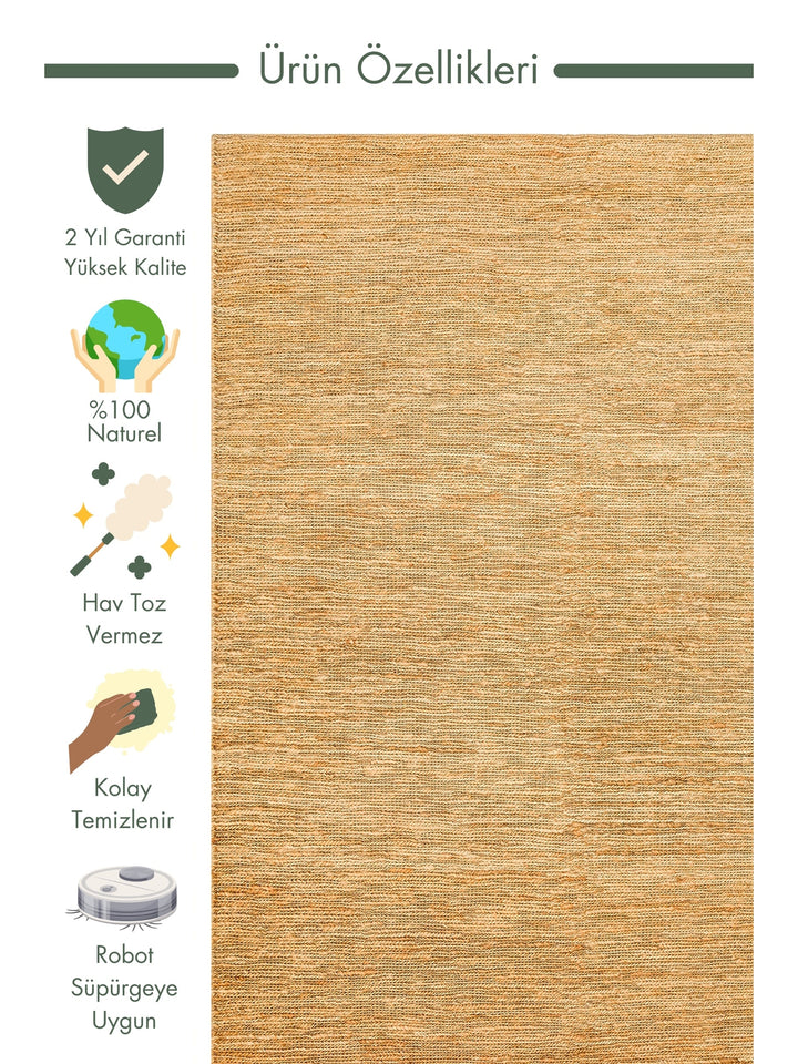 Coffee 100% Natural Hemp Living Room Hall Hallway Entrance Bedroom Knitted Carpet PLAIN NATURAL