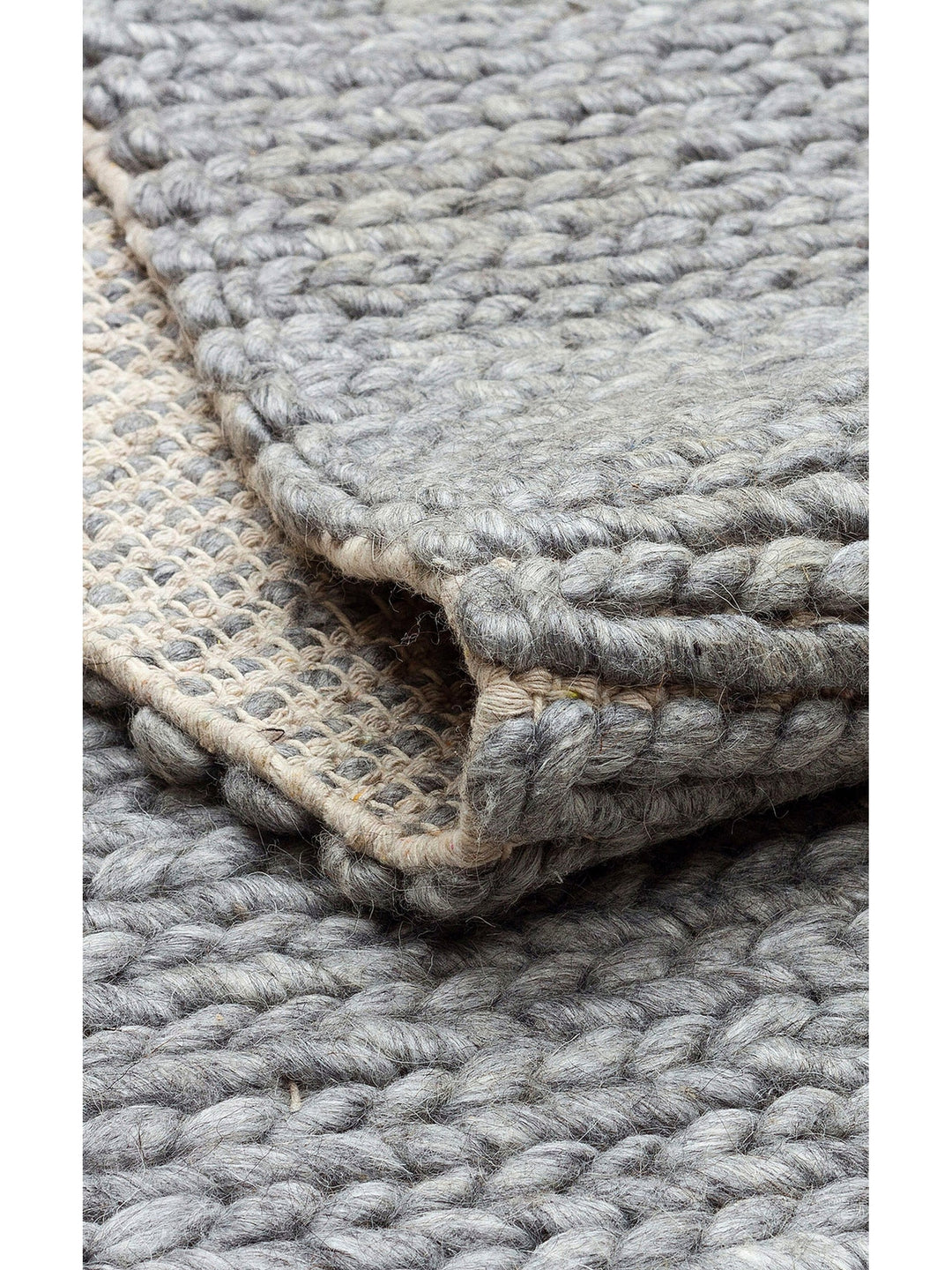 Woolstar 100% Natural Sweater Patterned Living Room Living Room Corridor Entrance Hand Woven Knitted Carpet GREY