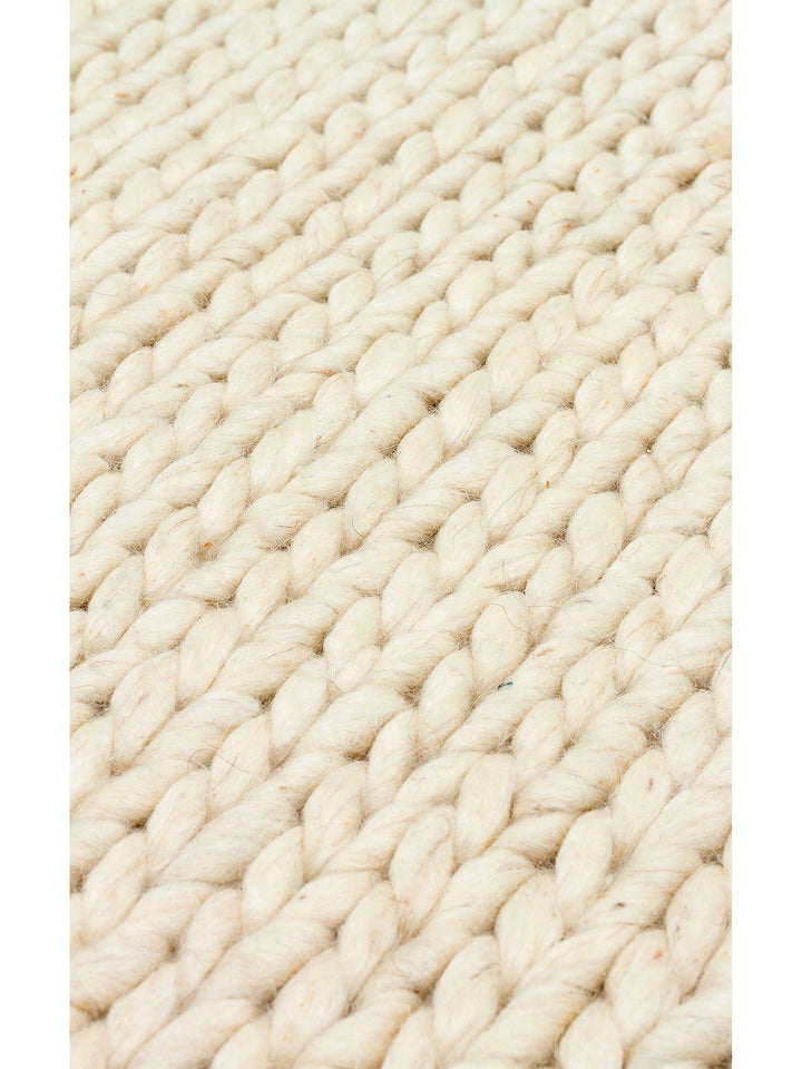 Woolstar 100% Natural Sweater Patterned Living Room Living Room Corridor Entrance Hand Woven Knitted Carpet CREAM