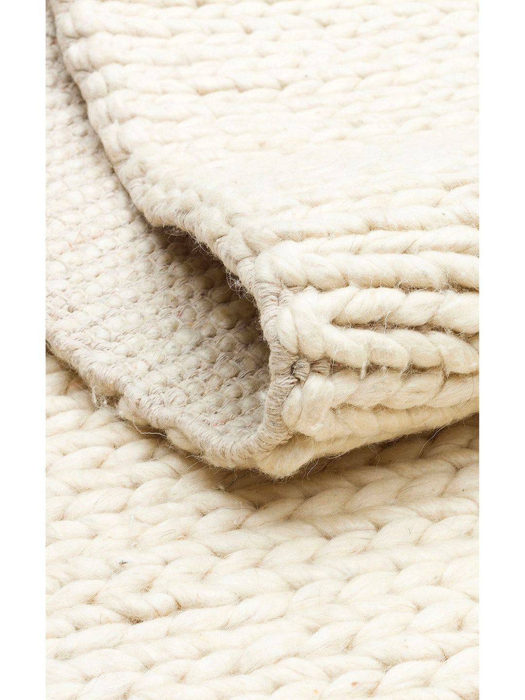 Woolstar 100% Natural Sweater Patterned Living Room Living Room Corridor Entrance Hand Woven Knitted Carpet CREAM