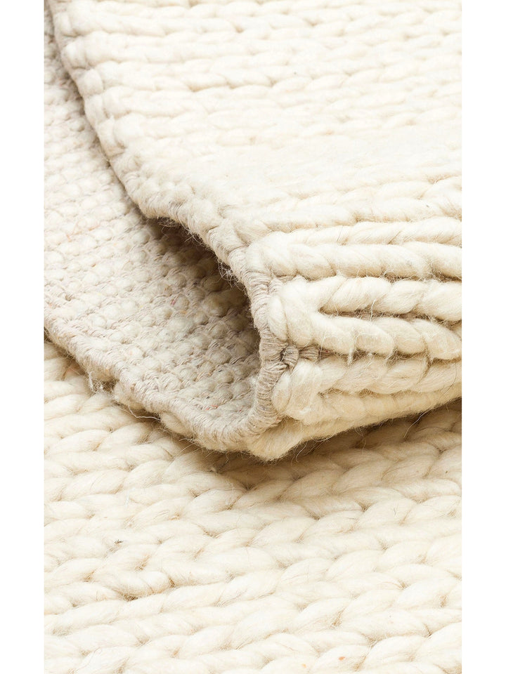 Woolstar 100% Natural Sweater Patterned Living Room Living Room Corridor Entrance Hand Woven Knitted Carpet CREAM