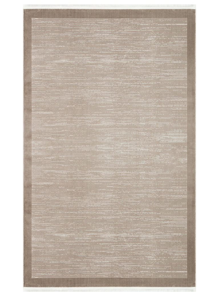 Smooth Lux Parlak Oturma Odası Salon Koridor İnce Dokuma Modern Halı 909 BEIGE