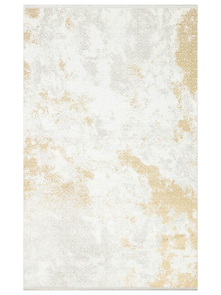 Smooth Washable Non-Slip Shiny Living Room Hall Hallway Fine Woven Modern Carpet 108 CREAM GOLD