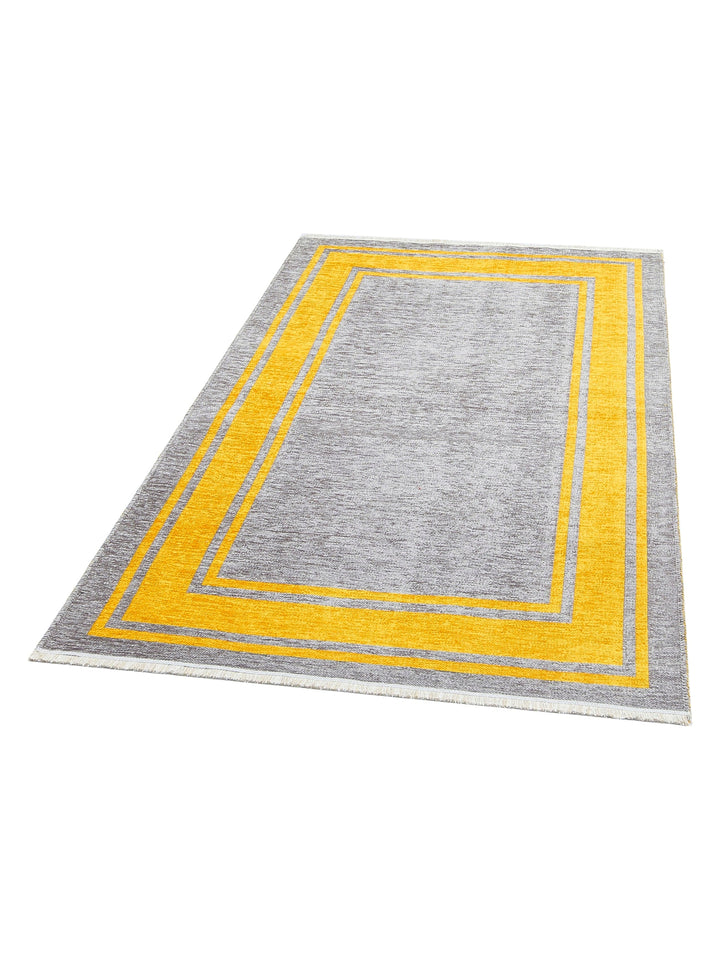 Yellowstone Cotton Washable Double Sided Living Room Hallway Kitchen Scandinavian Rug 06GREYYEL