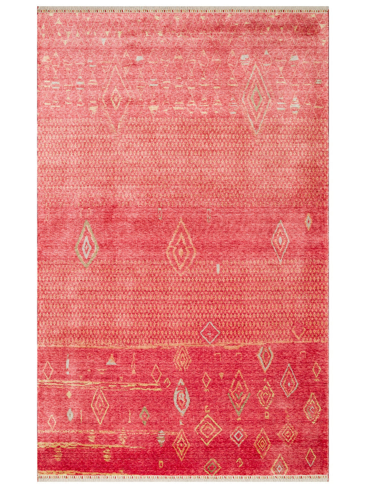 Oushak Carnaval 100% Natural Easy to Clean Handmade Tencel Modern Uşak Carpet 15 RED