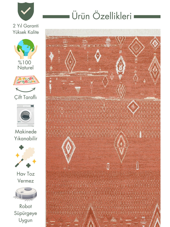 Maya 100% Natural Cotton Washable Double-Sided Living Room Kitchen Hallway Modern Rug 37 TERRA