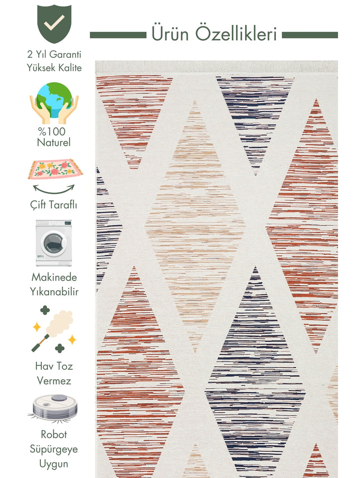 Maya 100% Natural Cotton Washable Double Sided Living Room Kitchen Hallway Modern Rug 38 MULTY