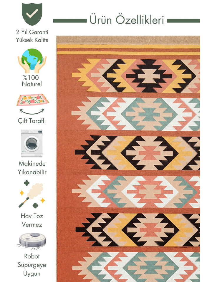 Maya 100% Natural Cotton Washable Double Sided Living Room Kitchen Hallway Modern Rug 39 MULTY