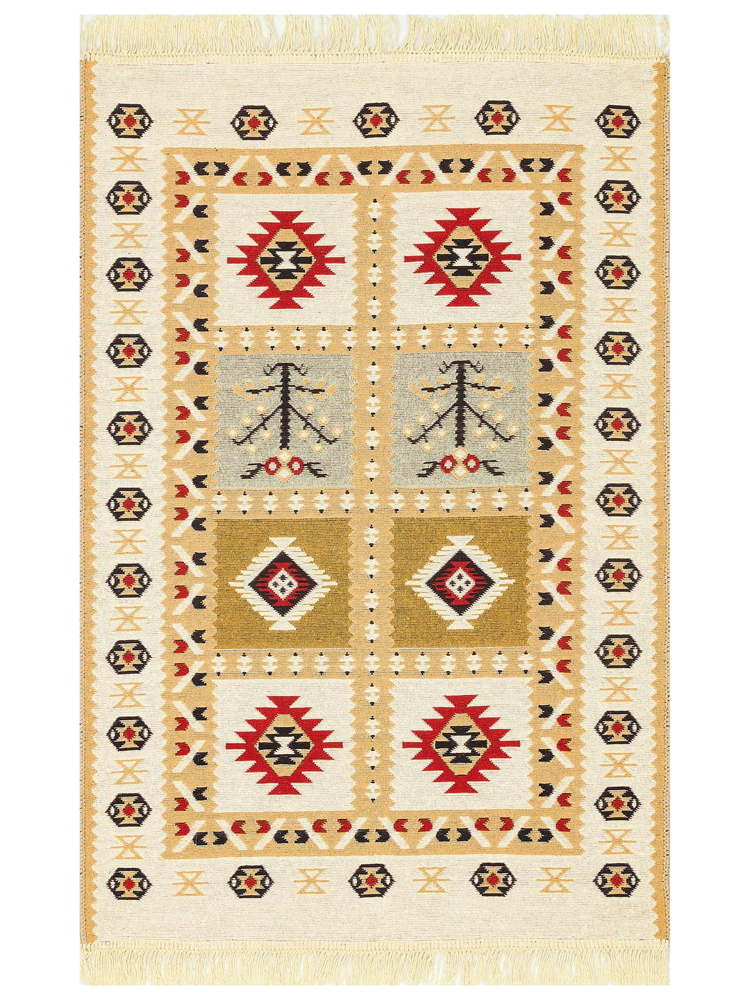 Maya 100% Natural Cotton Washable Double Sided Living Room Kitchen Corridor Modern Rug 28 RED