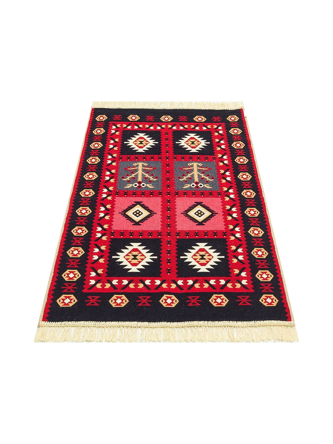 Maya 100% Natural Cotton Washable Double Sided Living Room Kitchen Corridor Modern Rug 28 RED