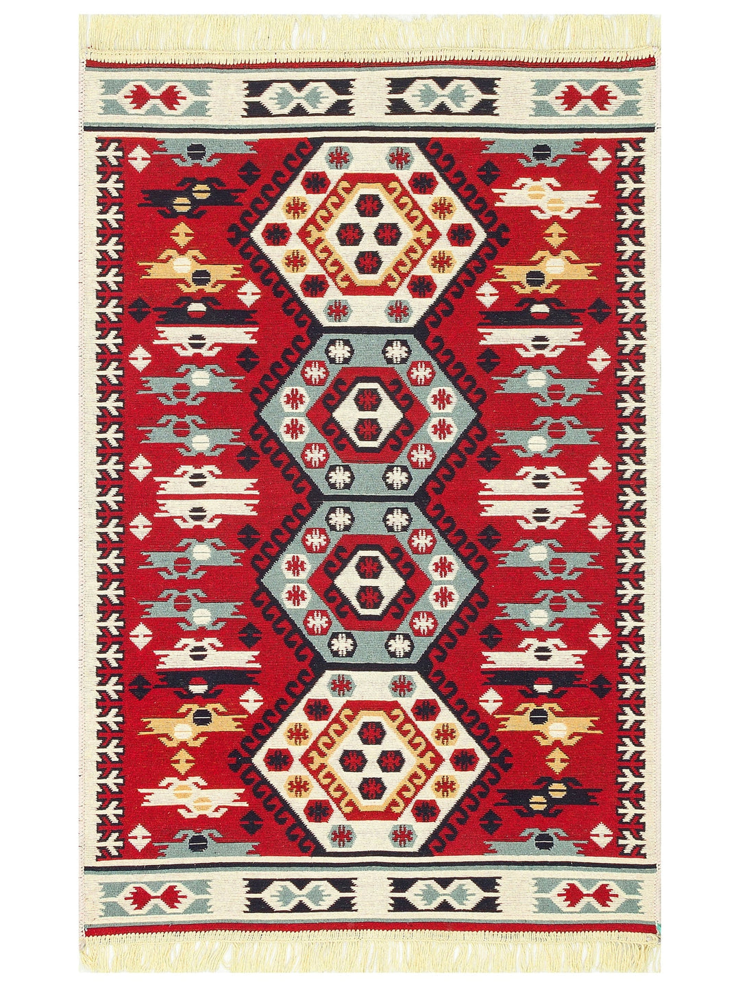 Maya 100% Natural Cotton Washable Double Sided Living Room Kitchen Corridor Modern Rug 30 RED