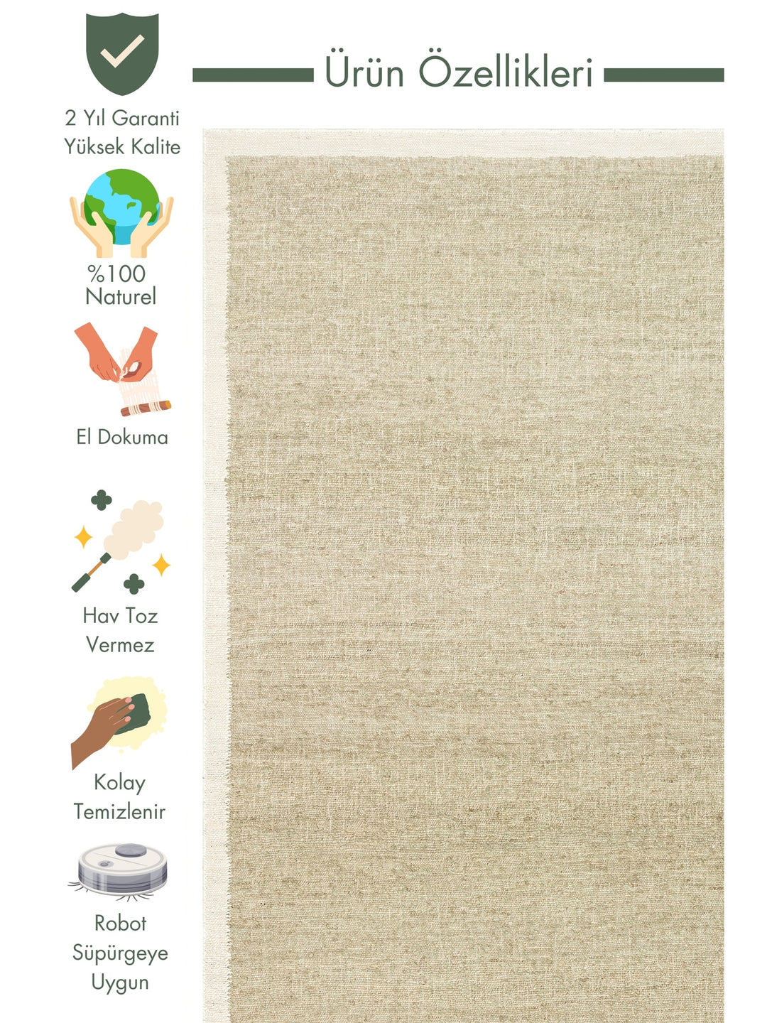 Urumchi 100% Natural Wool Jute Mix Living Room Hall Hallway Kitchen Hand Woven Carpet 01 MINT CREAM