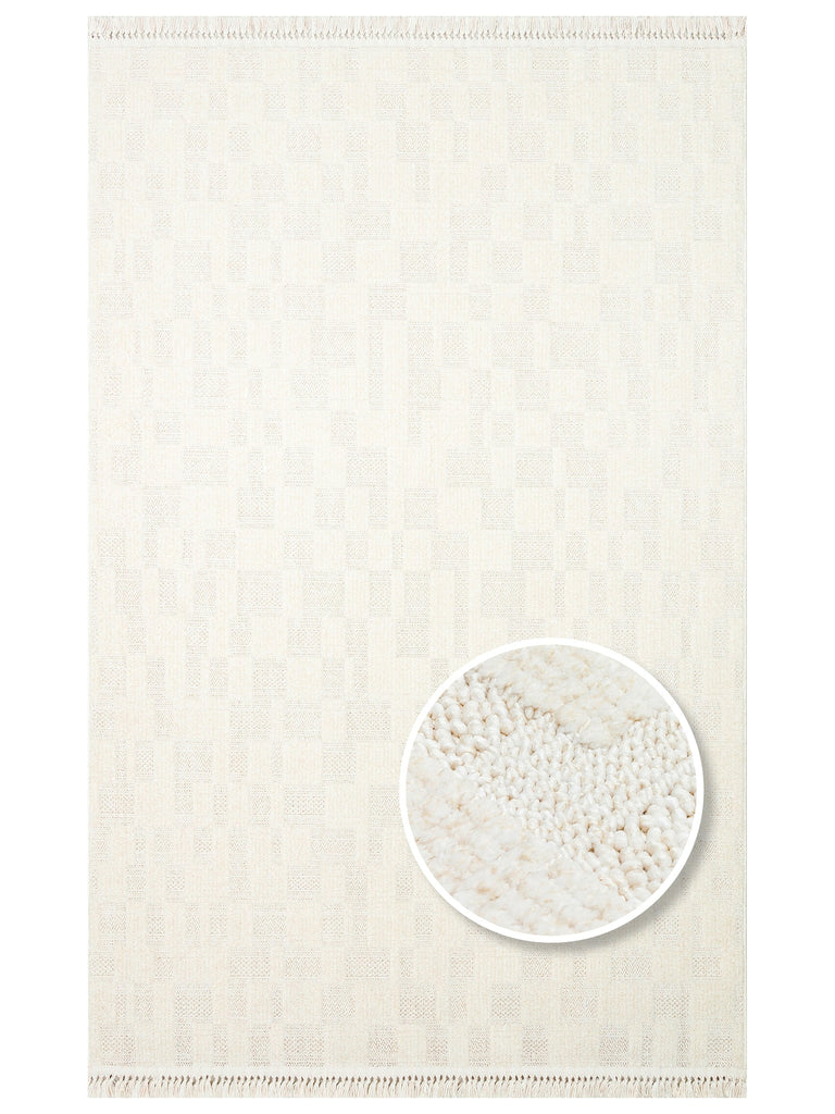 Style Fluff Dust Vezmez Soft Textured Living Room Hall Hallway Entrance Modern Carpet 02 WHITE