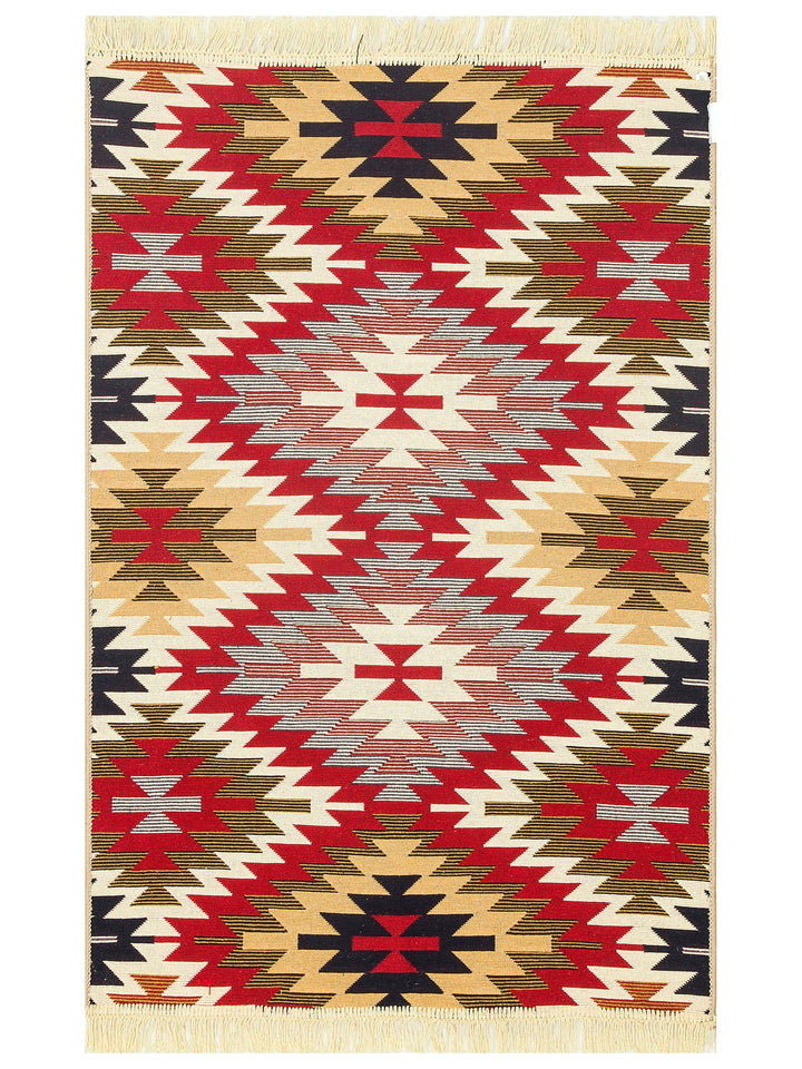 Maya 100% Natural Cotton Washable Double Sided Living Room Kitchen Corridor Modern Rug 33 RED