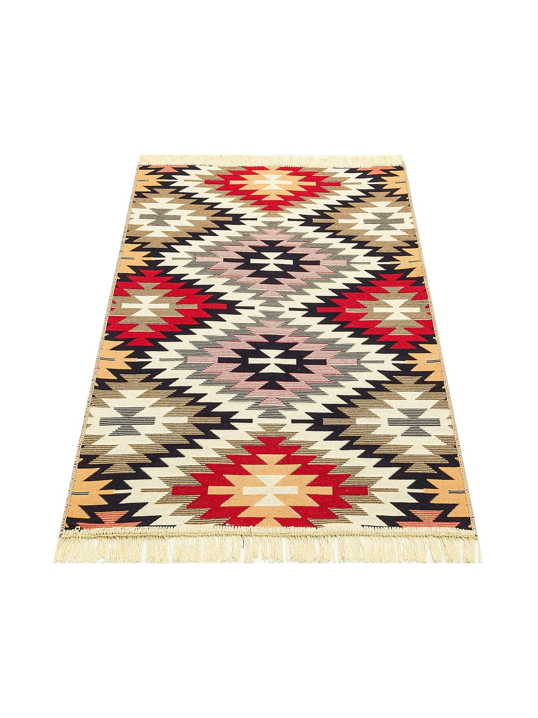 Maya 100% Natural Cotton Washable Double Sided Living Room Kitchen Corridor Modern Rug 33 RED