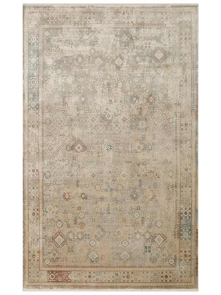 Golden Serisi %100 Naturel Yumuşak Dokulu Vintage Esintilere Sahip Sık Dokuma Salon Halısı 03 BEIGE
