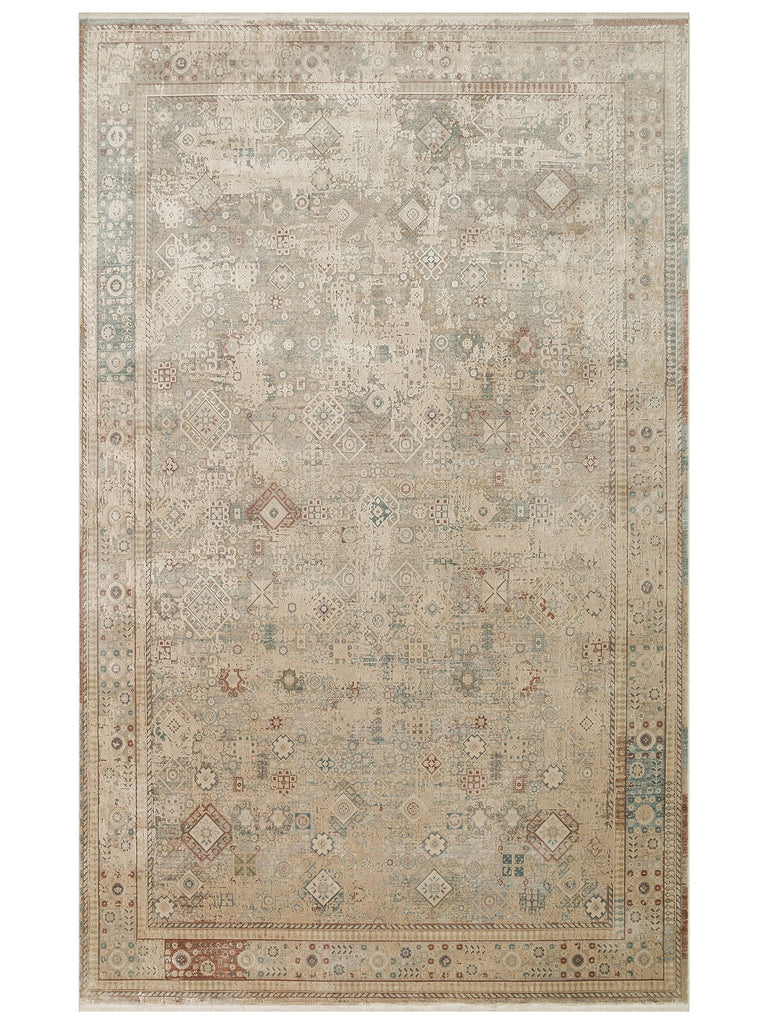 Golden Serisi %100 Naturel Yumuşak Dokulu Vintage Esintilere Sahip Sık Dokuma Salon Halısı 03 BEIGE