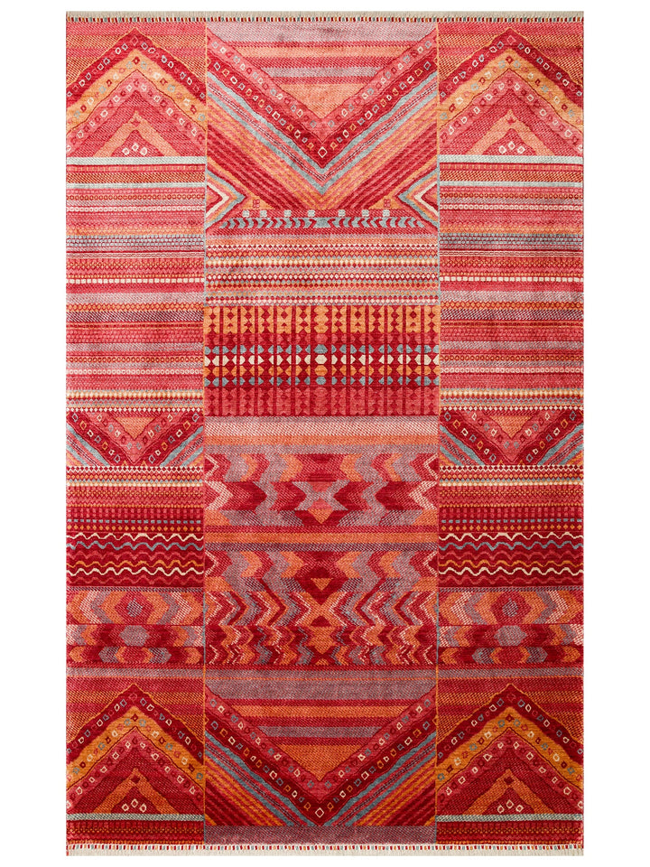 Oushak Carnaval 100% Natural Easy to Clean Handmade Tencel Modern Uşak Carpet 18 REDM