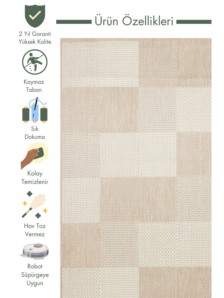 Resort Cotton Non-Slip Based Living Room Corridor Entrance Kitchen Stylish Rug 01 BEIGE