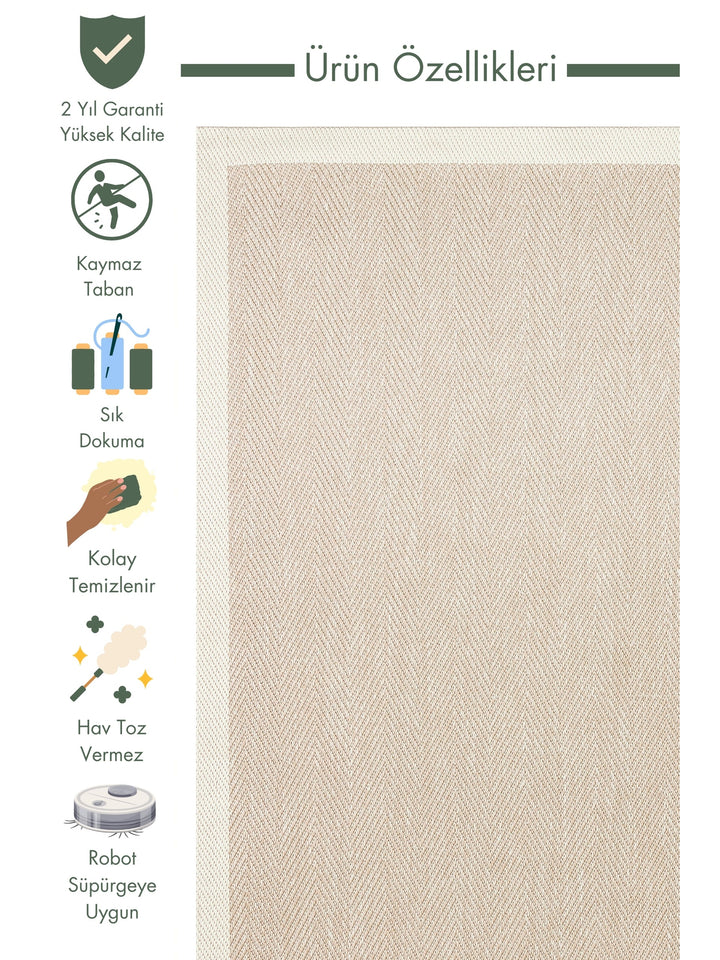 Resort Cotton Non-Slip Based Living Room Corridor Entrance Kitchen Stylish Rug 02 BEIGE