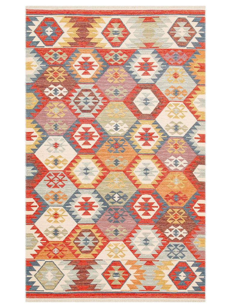 Rota Washable, Double-Sided Usable Soft Touch Authentic Kilim 01 MULTY
