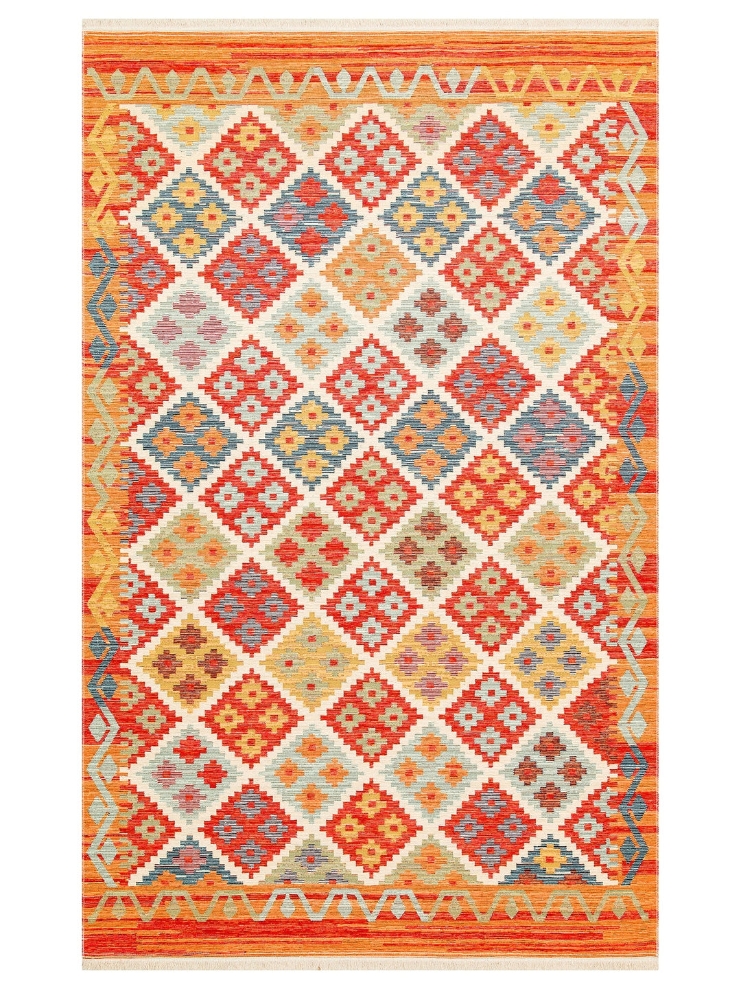 Rota Washable, Double-Sided Usable Soft Touch Authentic Kilim 05 TERRA