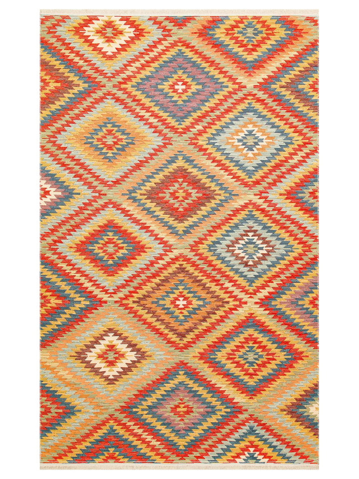 Rota Washable, Double-Sided Usable Soft Touch Authentic Kilim 07 TERRA