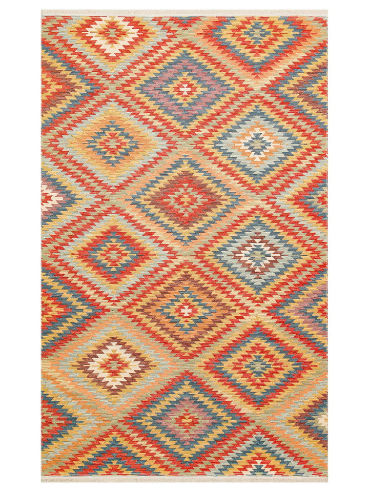 Rota Washable, Double-Sided Usable Soft Touch Authentic Kilim 07 TERRA