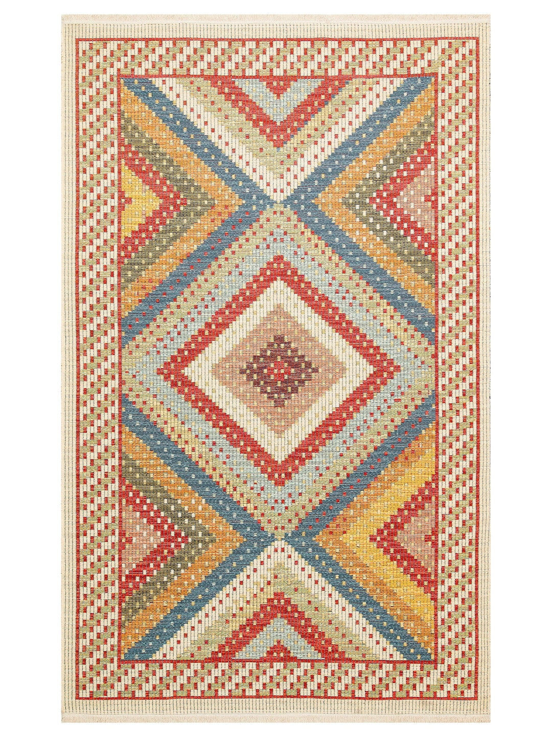 Rota Washable, Double-Sided Usable Soft Touch Authentic Kilim 10 RED