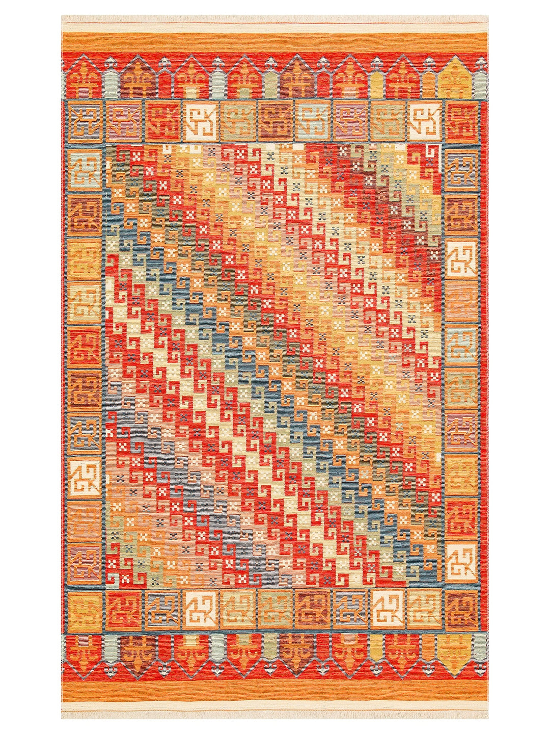 Rota Washable, Double-Sided Usable Soft Touch Authentic Kilim 11 TERRA