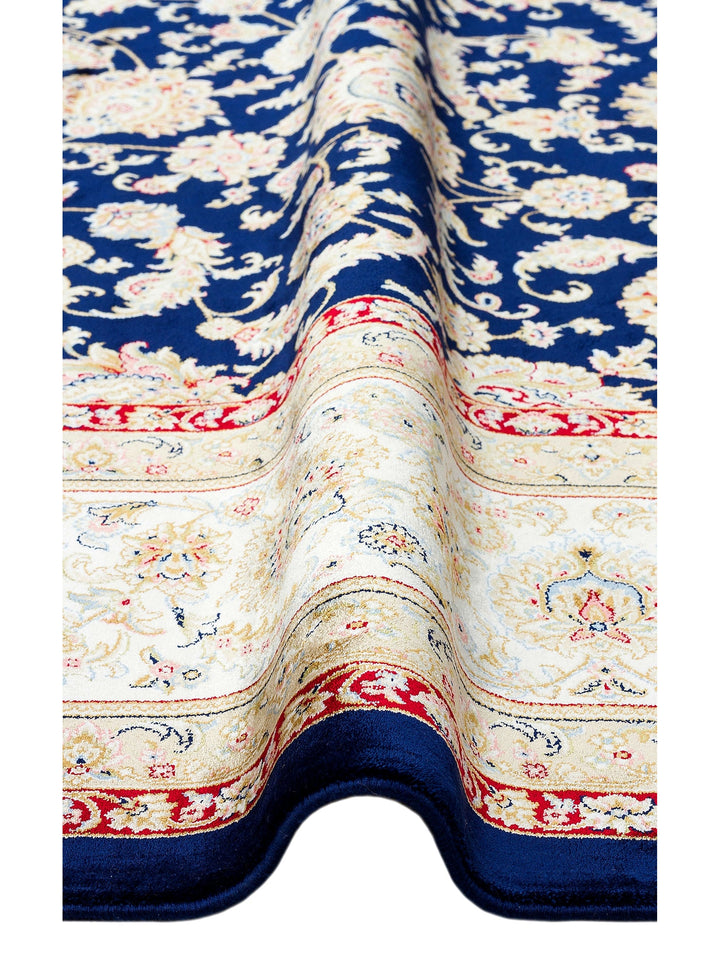 Topkapi Series High Quality Dense Woven Classic Patterned Special Shiny Living Room Carpet 03 NAVY CREAM