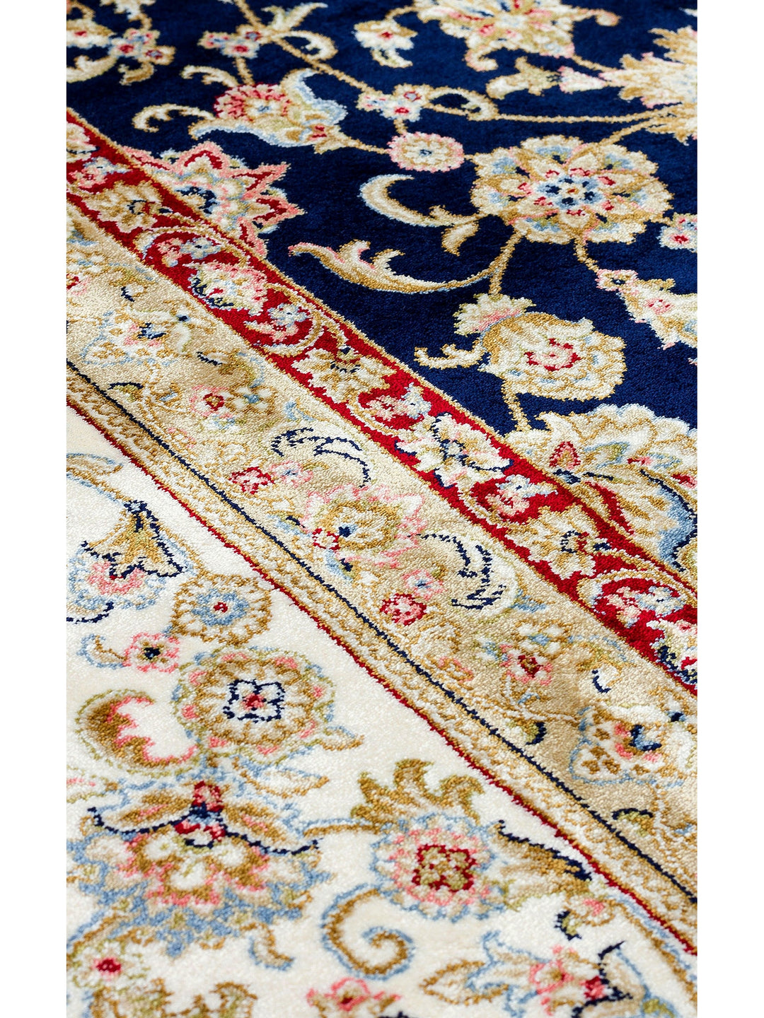 Topkapi Series High Quality Dense Woven Classic Patterned Special Shiny Living Room Carpet 03 NAVY CREAM