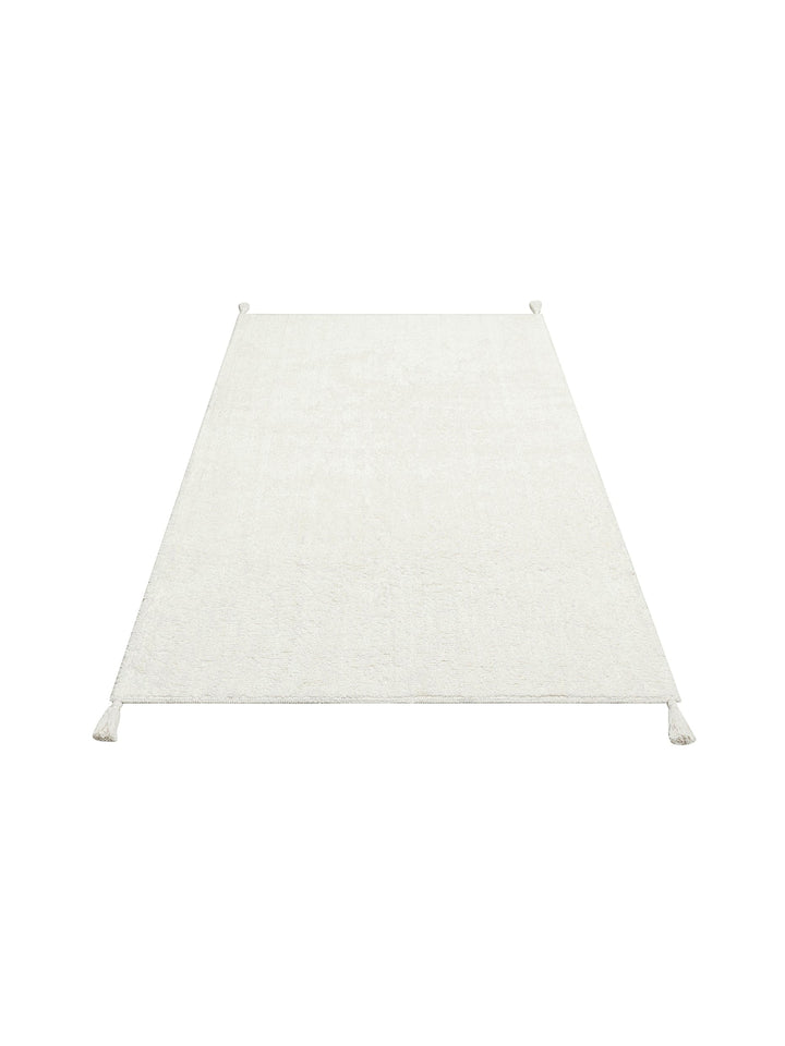 Cotton Baby 100% Natural Cotton Washable Non-Slip Based Baby Rug PLAIN WHITE