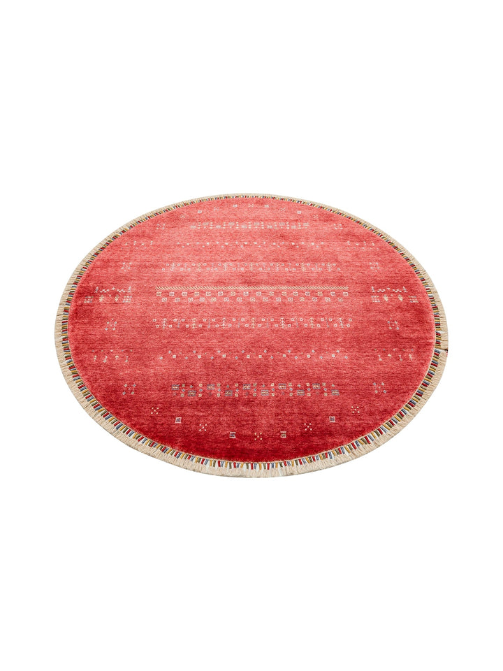 Oushak Carnaval 100% Natural Easy to Clean Handmade Round Uşak Carpet 06 RED Q