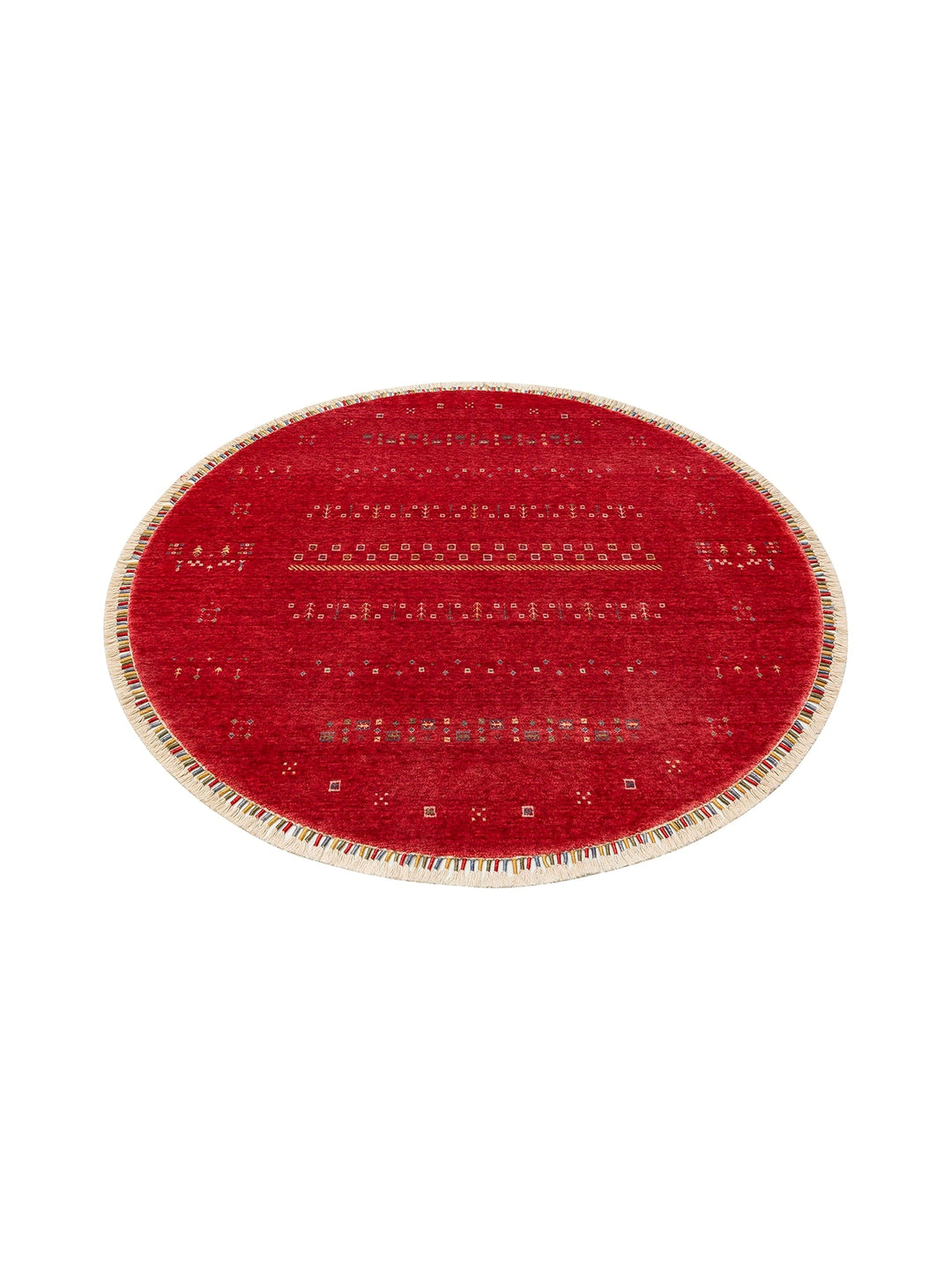 Oushak Carnaval 100% Natural Easy to Clean Handmade Round Uşak Carpet 06 RED Q