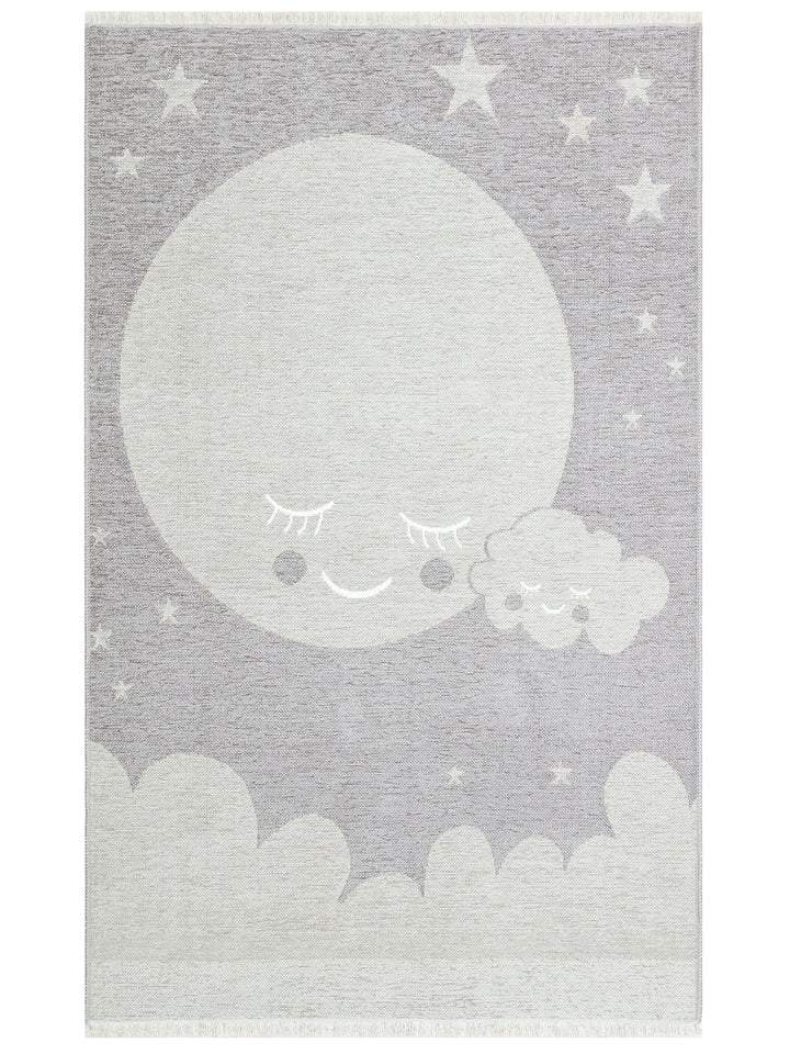 Baby Moon Cotton Washable Double-Sided Soft Textured Thin Child Baby Room Carpet 02 GREY