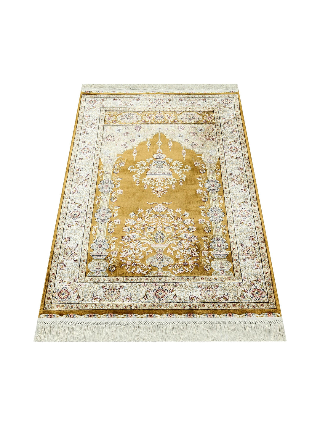 Topkapi Prayer Rug Classic Patterned High Quality Special Shiny Gift Dowry Prayer Rug 01 GOLD