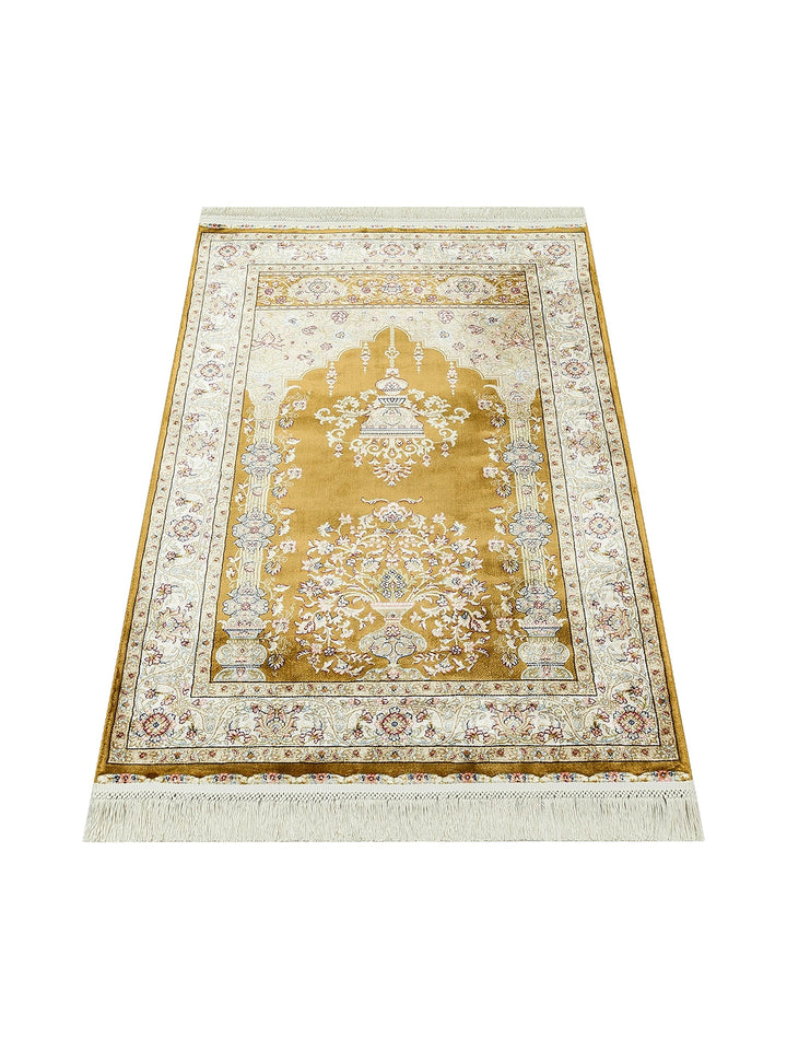 Topkapi Prayer Rug Classic Patterned High Quality Special Shiny Gift Dowry Prayer Rug 01 GOLD