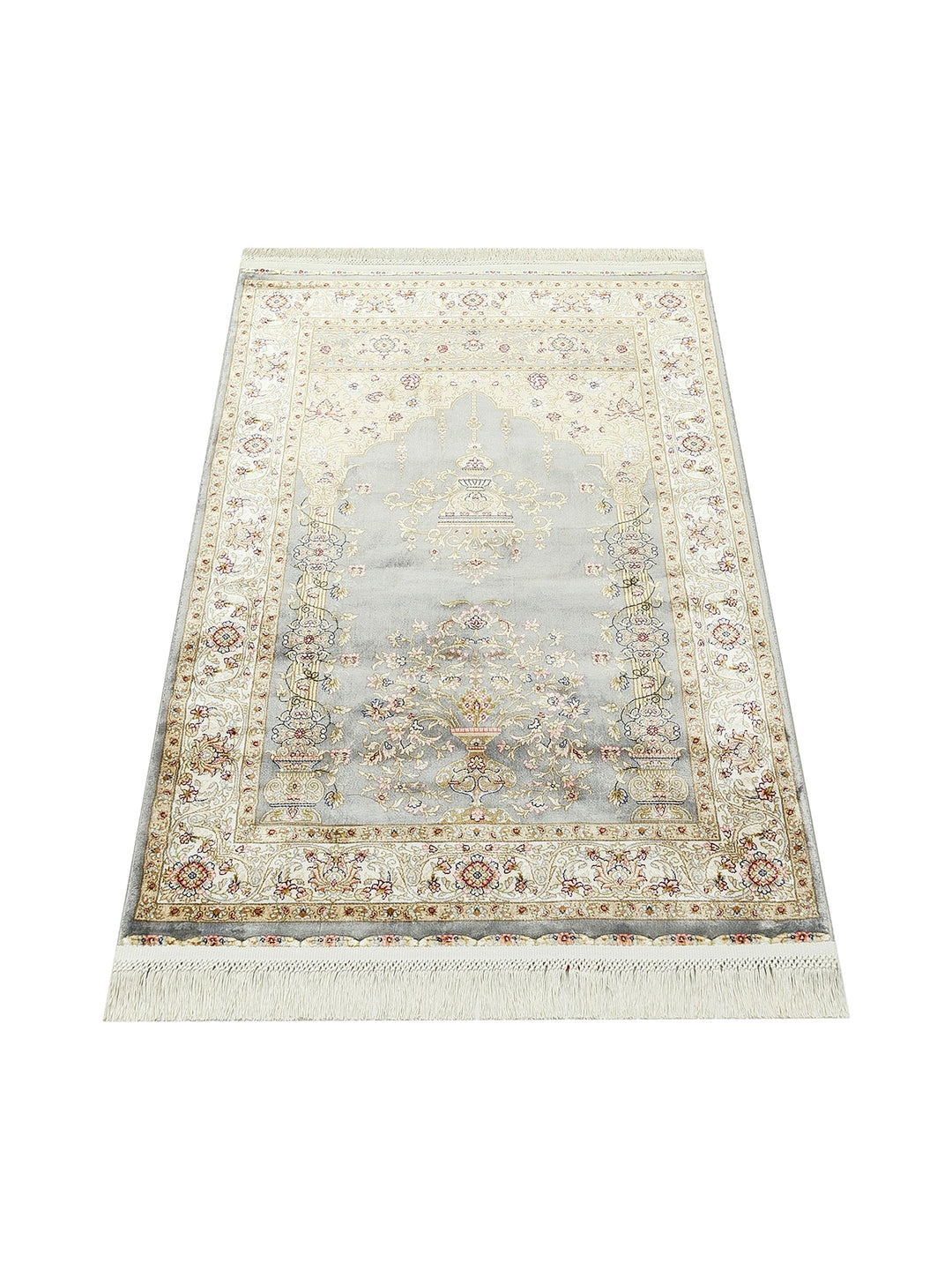 Topkapi Prayer Rug Classic Patterned High Quality Special Shiny Gift Dowry Prayer Rug 01 GREY