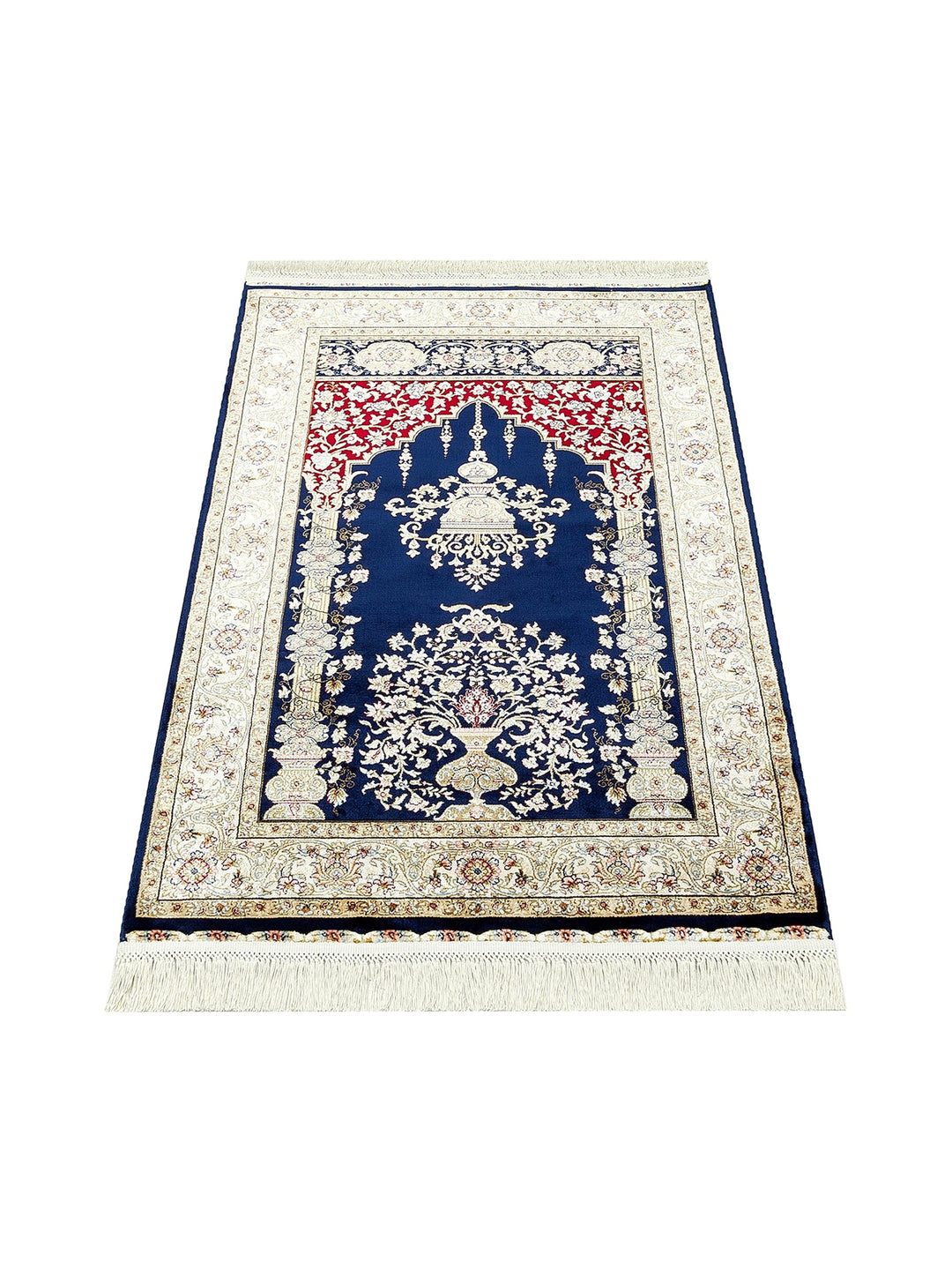 Topkapi Prayer Rug Classic Patterned High Quality Special Shiny Gift Dowry Prayer Rug 01 NAVY