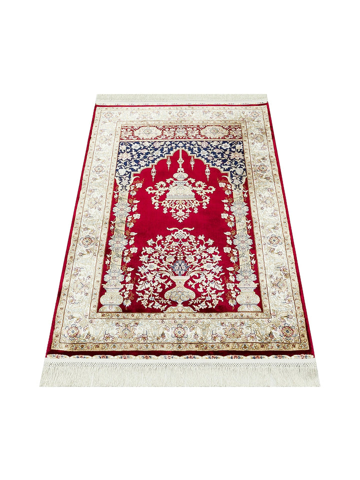 Topkapi Prayer Rug Classic Patterned High Quality Special Shiny Gift Dowry Prayer Rug 01 RED