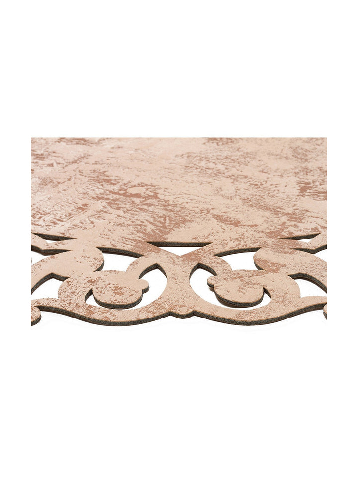 Engraving Classic and Modern Processing and Carving Shiny Bordered Artificial Leather Carpet 05 BEIGE COPPER Q