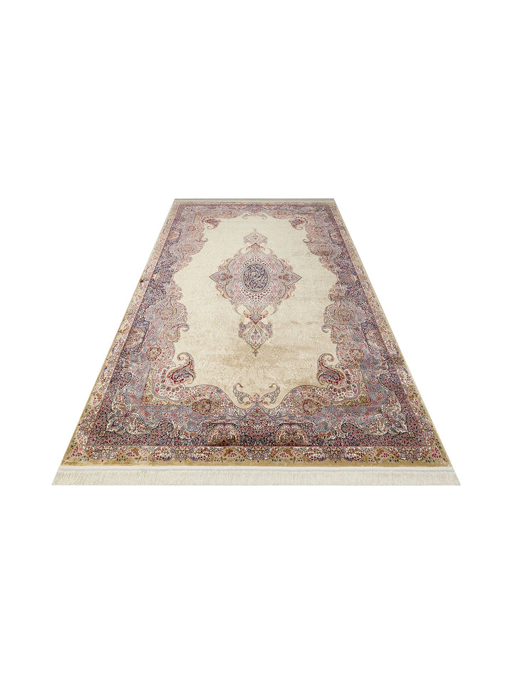 Topkapi Series High Quality Dense Woven Classic Patterned Special Shiny Living Room Carpet 02 CREAM