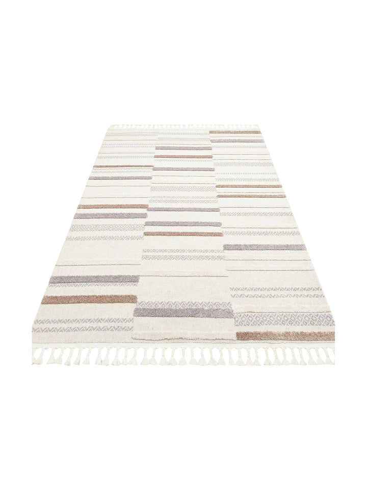 Tabasco Series Ethnic Patterned Living Room Hall Hallway Modern Scandinavian Carpet TAB 01 WHITE GREY